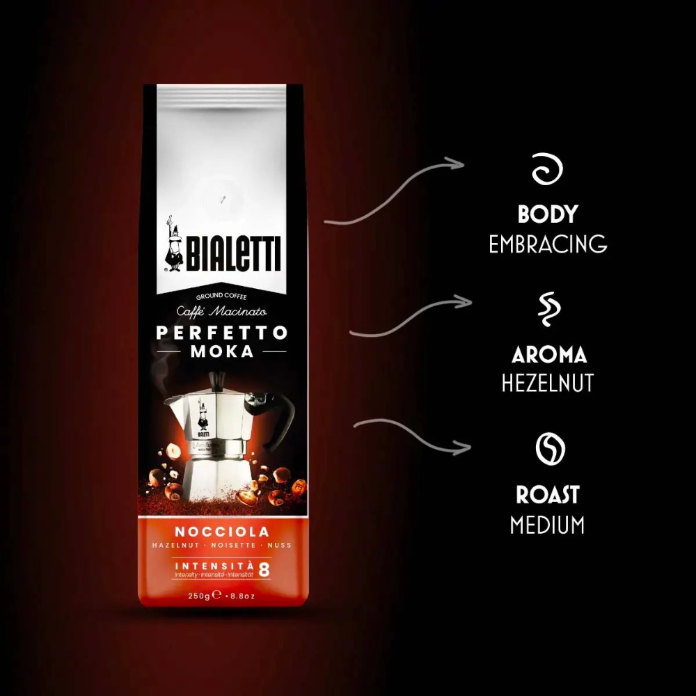 Bialetti Perfetto Moka Hazelnut Coffee 250gm