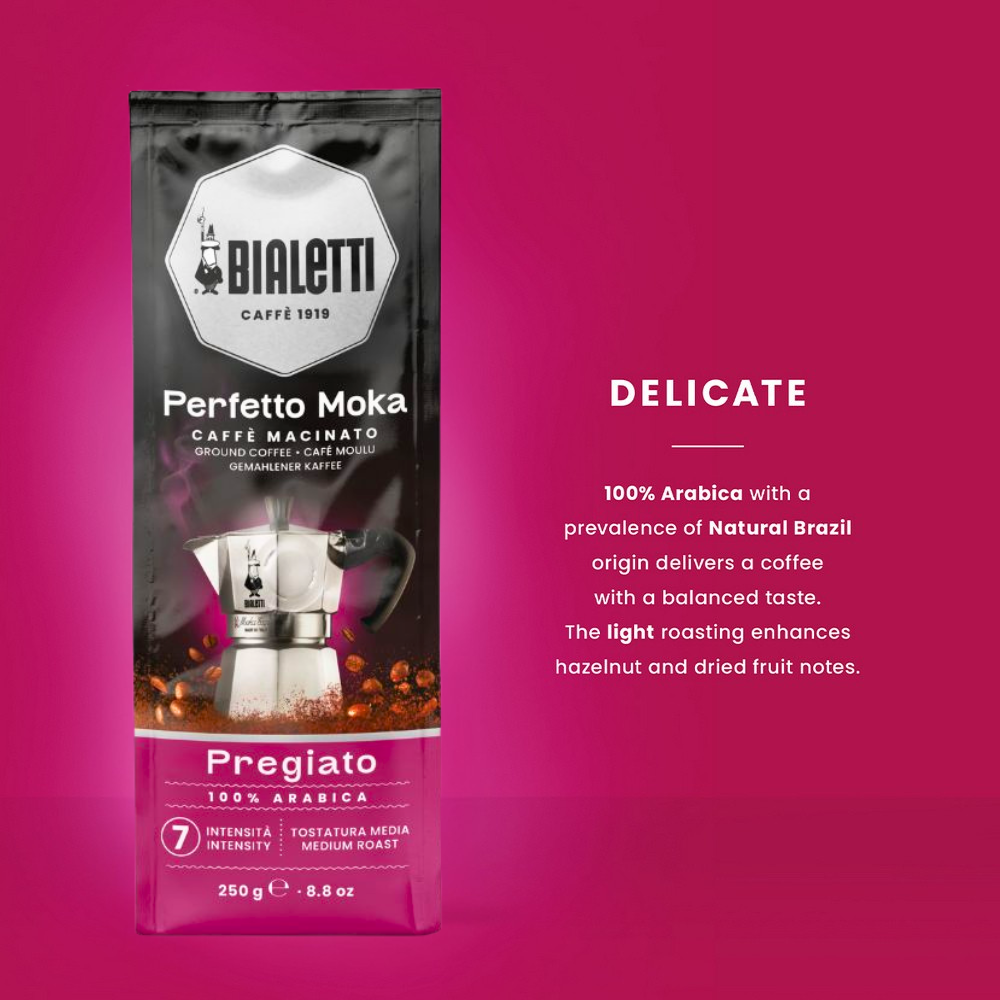Bialetti Perfetto Moka Pregiato 250gram Bag (New)